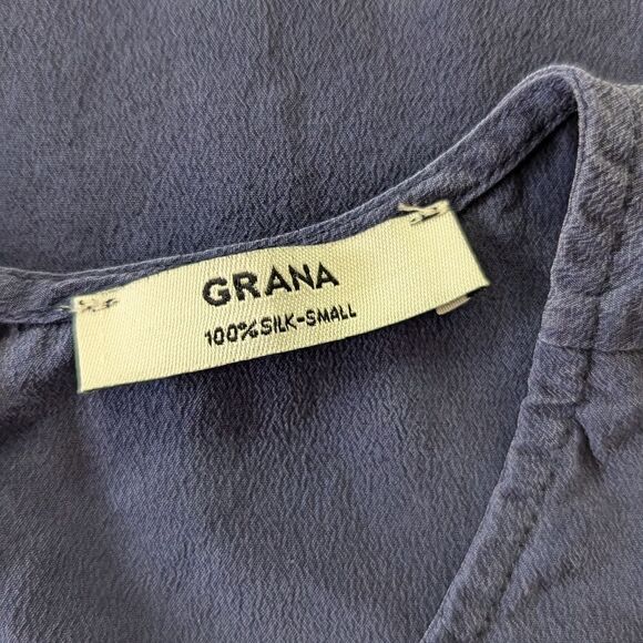 Grana S Blue 100% Silk Top Quiet Luxury Minimalist Rebel Punk Whimisgoth - Picture 2 of 9